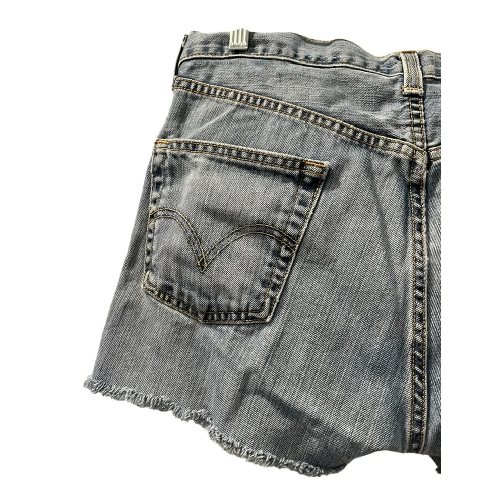 Levi Strauss 501 Cutoff Distressed Denim Jean Shorts Size 33 Button Fly Blue